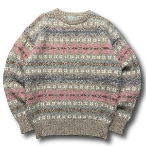 Tan 100% Shetland Wool Sweater Size M